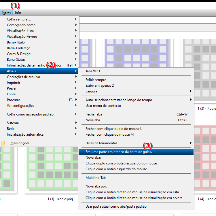 Como abro uma nova aba no File Explorer clicando em uma área vazia